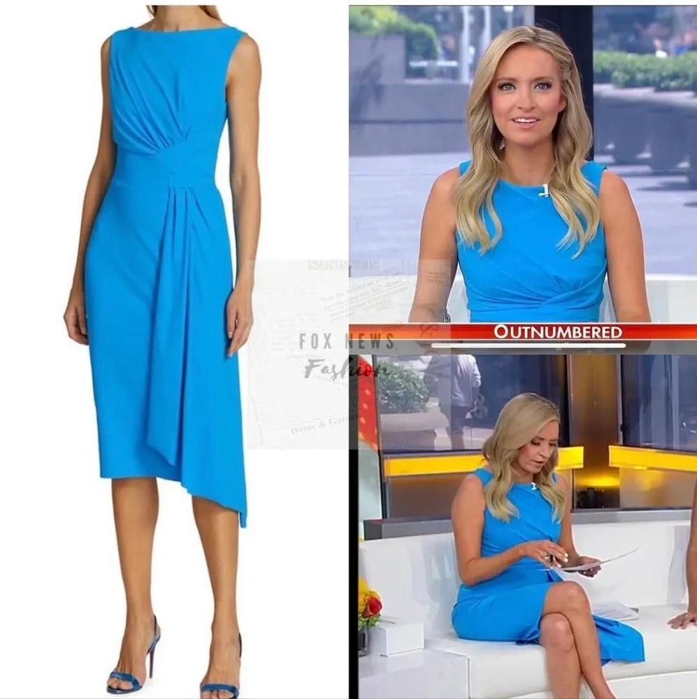 Chiara Boni La Petite Robe Cinthia Drape Front Sheath Dress Blue - Image 11