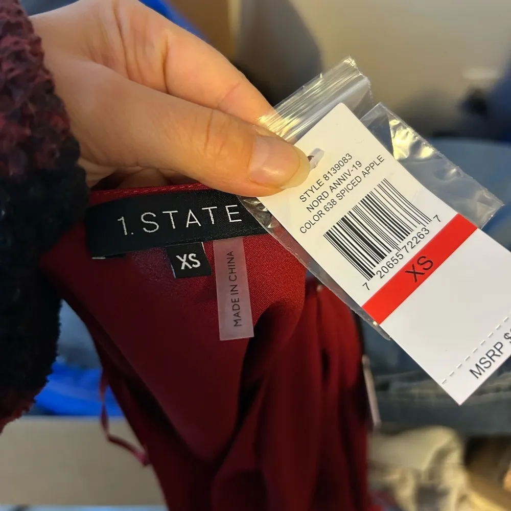 NWT 1. State Red Button Front Romantic Blouse - Image 3