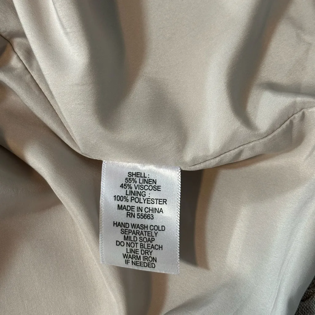 Cynthia Rowley Classic Tan Linen Blend Bubble Hem Long Sleeve Dress Size XL NWT - Image 9