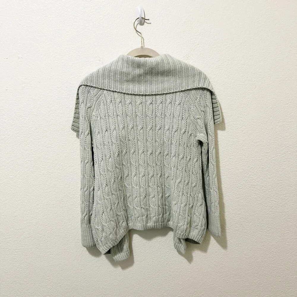 [St. John] Mint Green Open Front Chunky Cable Knit Cardigan Sweater Sz Petite P - Image 2