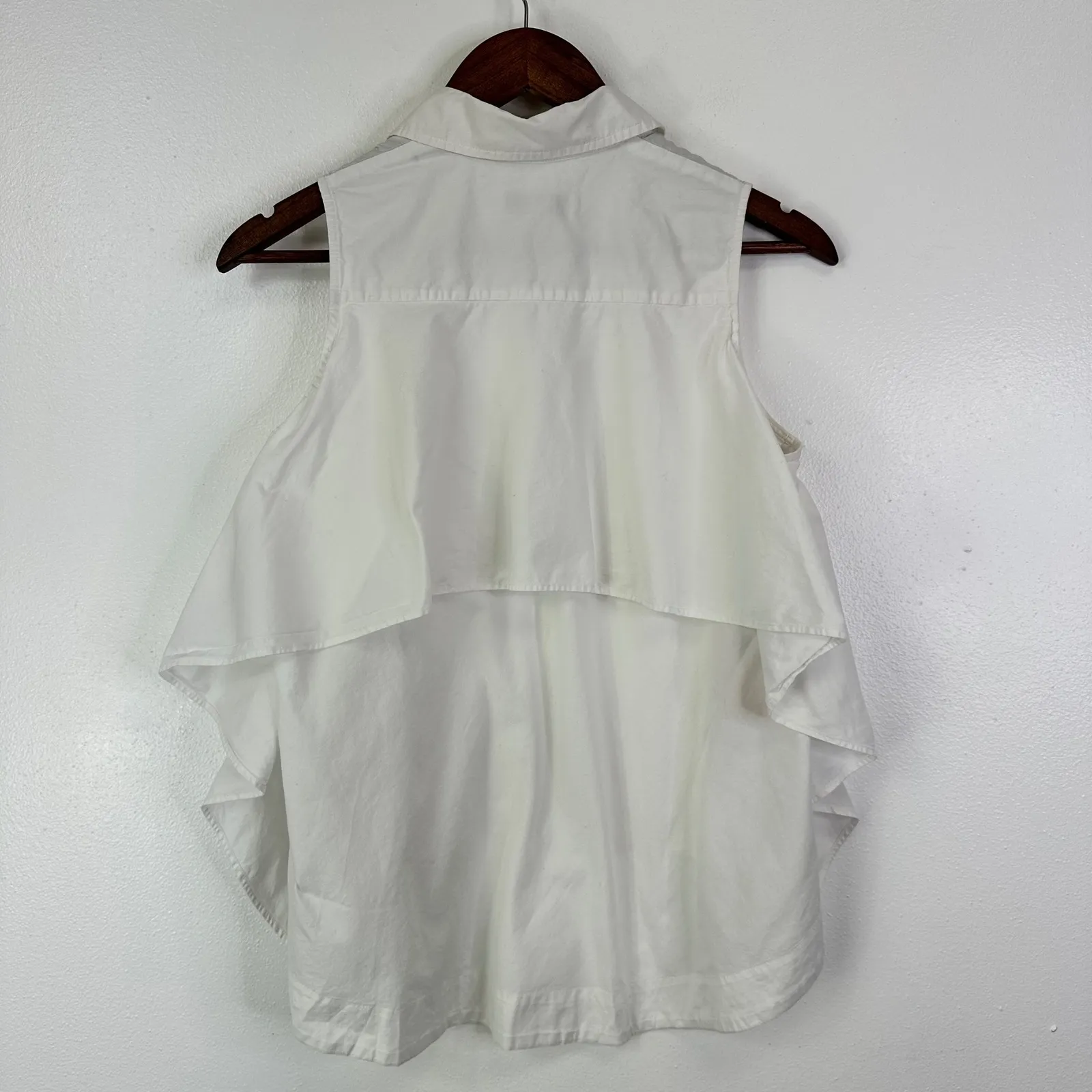 Peter‎ Som Collective Sleeveless Collared Poplin Blouse White Size 6 - Image 8