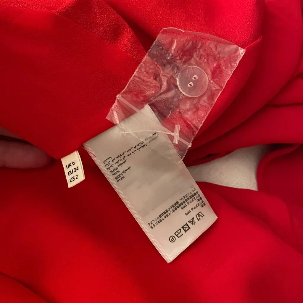 Whistles Abigail Frill Wrap Dress Size 2 Red Ruffles Back Cutout Midi New - Image 6