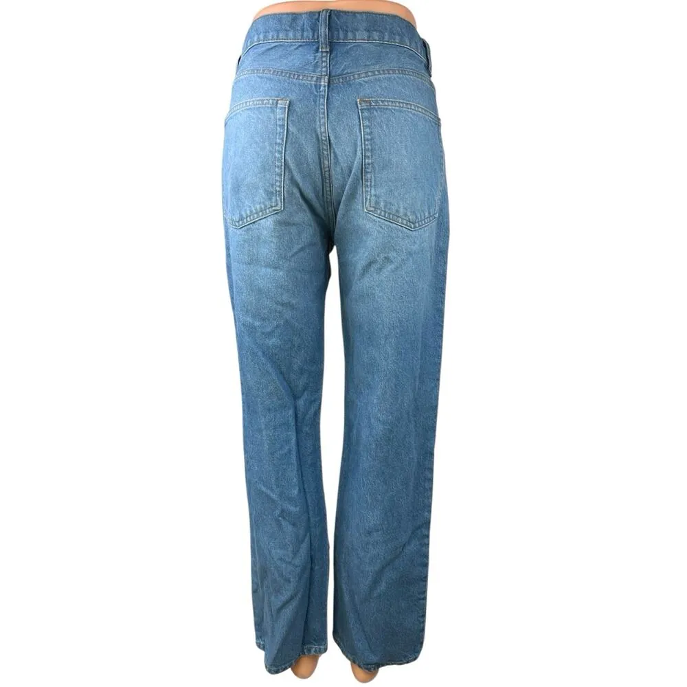 Reformation Cynthia Blue High Waist Relaxed Straight Medium Wash Denim Jeans 29 - Image 3