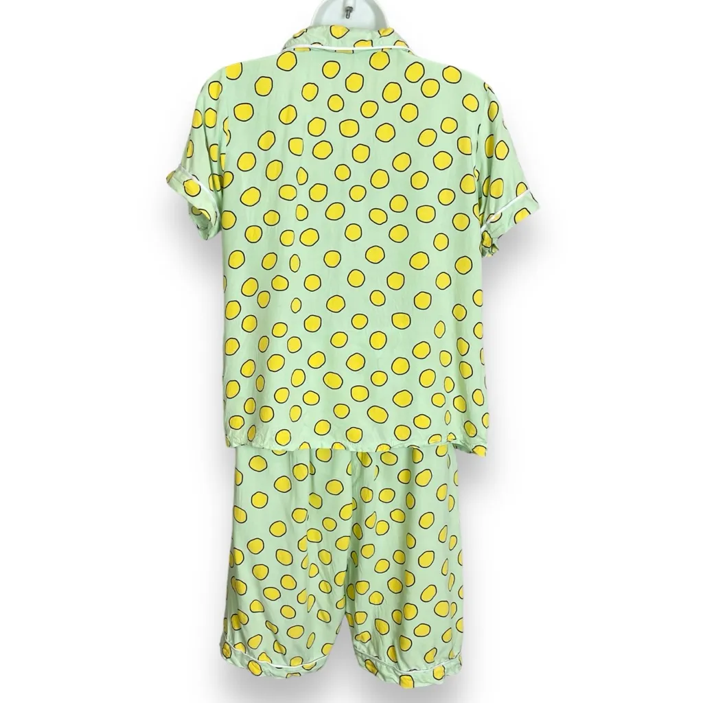 Speechless Pajama‎ Set Polka Dot Green Juniors Sz Large Shorts Button-Up Top PJs - Image 2