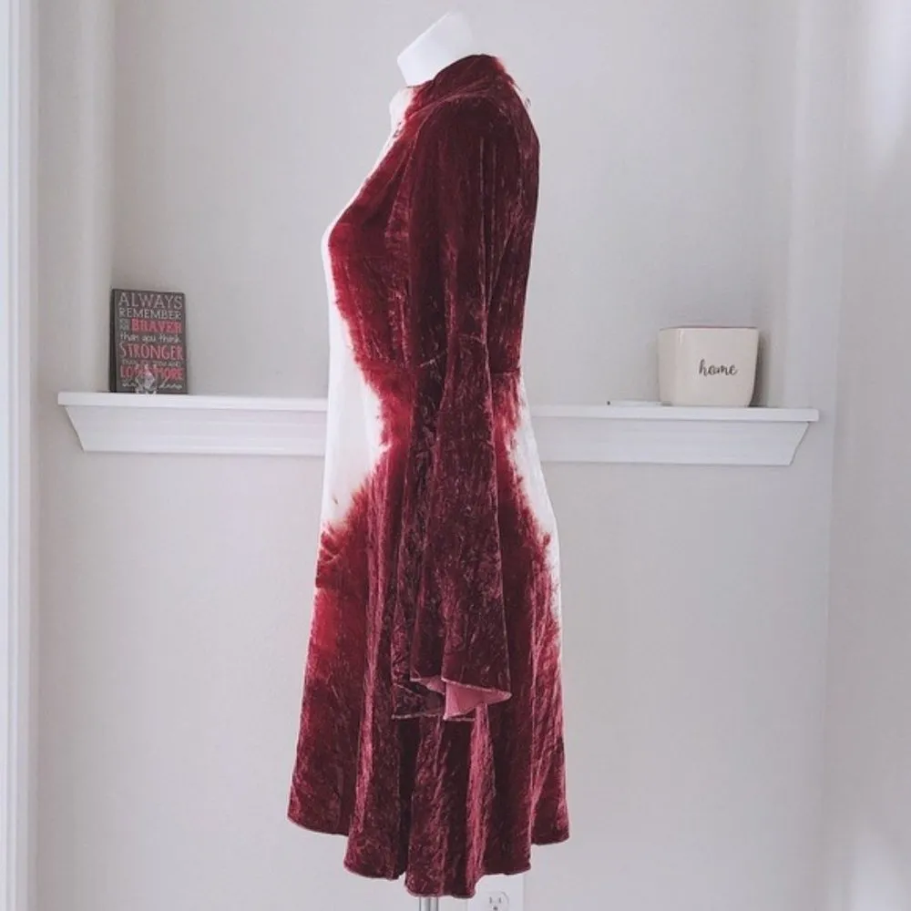 Chaser Mock Neck Dress Pie Tie Dye Ombré Velvet Long Sleeve Midi Size M NEW - Image 4
