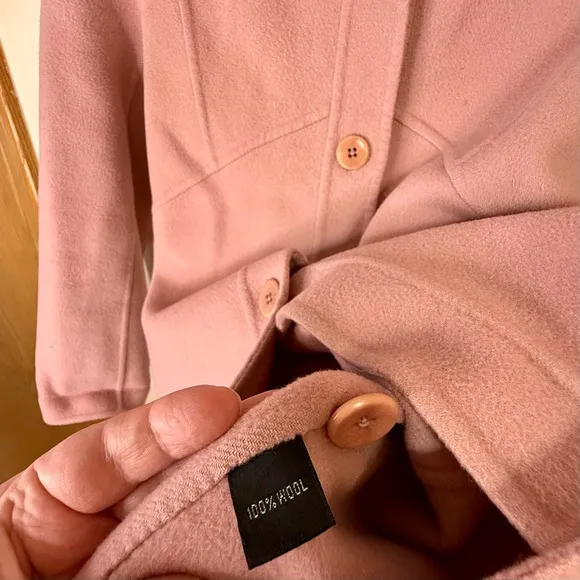 Linda Allard Ellen Tracy Coat Petite 4 Blush Pink Button Front 100% Wool Jacket - Image 3