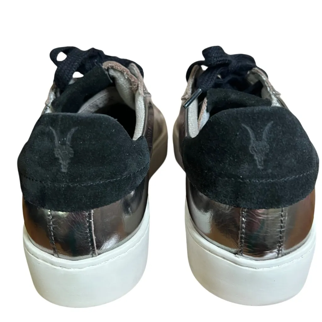 ALLSAINTS Shana Metallic Silver Low Top Shoes Trainers Sneaker Sz 8 (38) Lace Up - Image 7