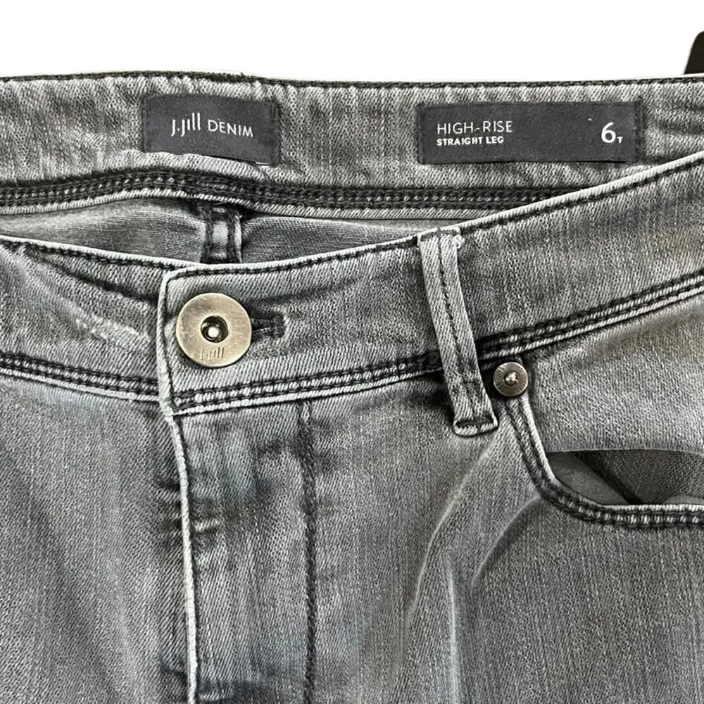 J. Jill Women's Jeans Size 6T High Rise Straight Leg Gray Denim Tall Long Lean - Image 3