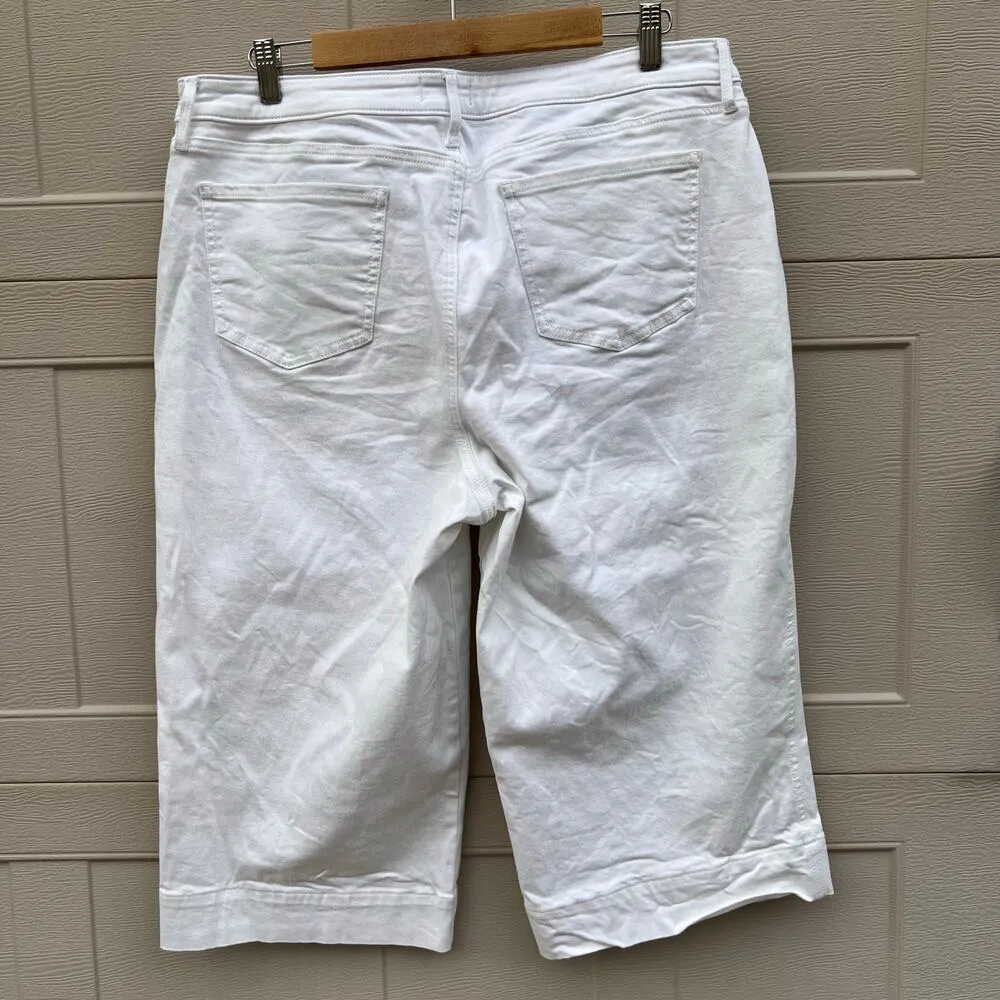 NYDJ Wide Leg Denim Pedal Pusher Capri Pants Optic White Size 16 EUC - Image 7