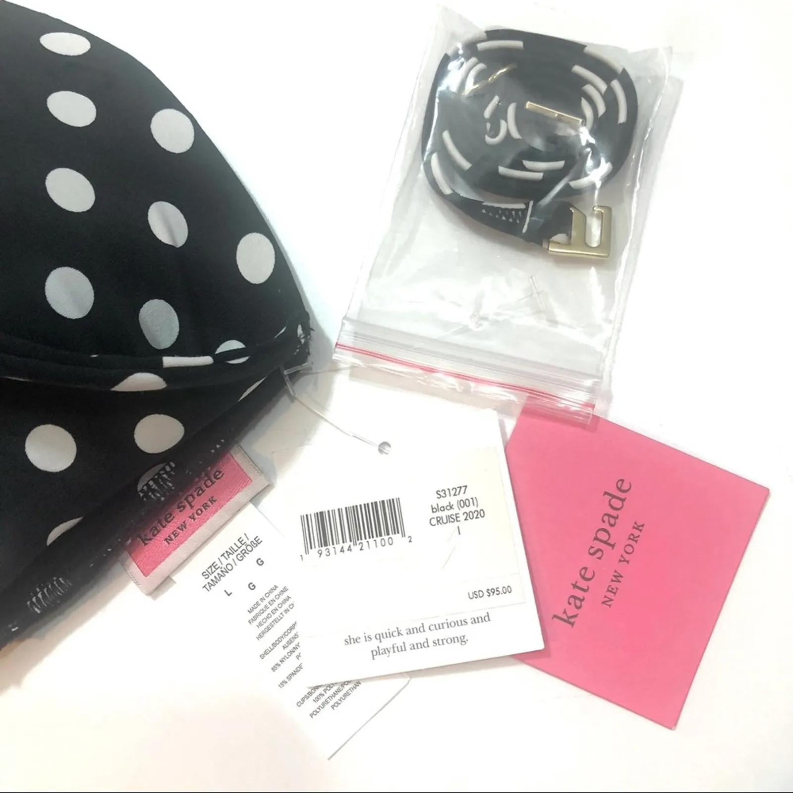 Kate Spade Lia Dot Bandeau Bikini swim Top Lg - Image 3