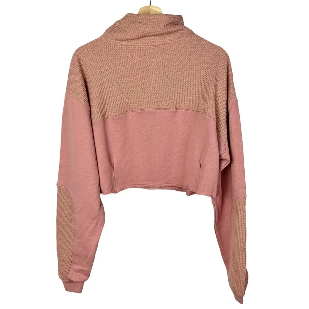 Boutique POL Pink French Terry Cropped Knit Sweater S - Image 3