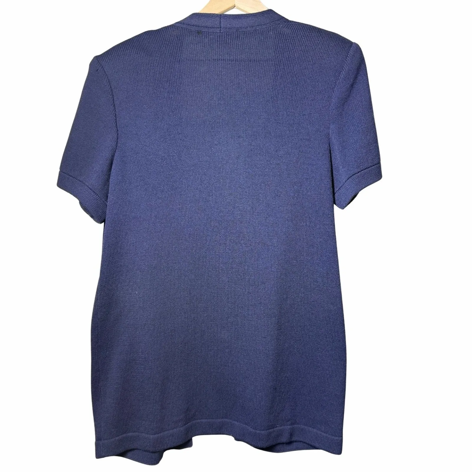 St. John Sweater Open Front Short Sleeve Navy Cardigan Pockets size S - Image 2