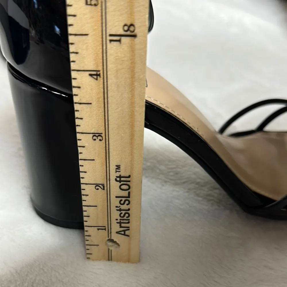 Kaari Blue Black Peep-Toe Heels with Ankle Strap - Image 13