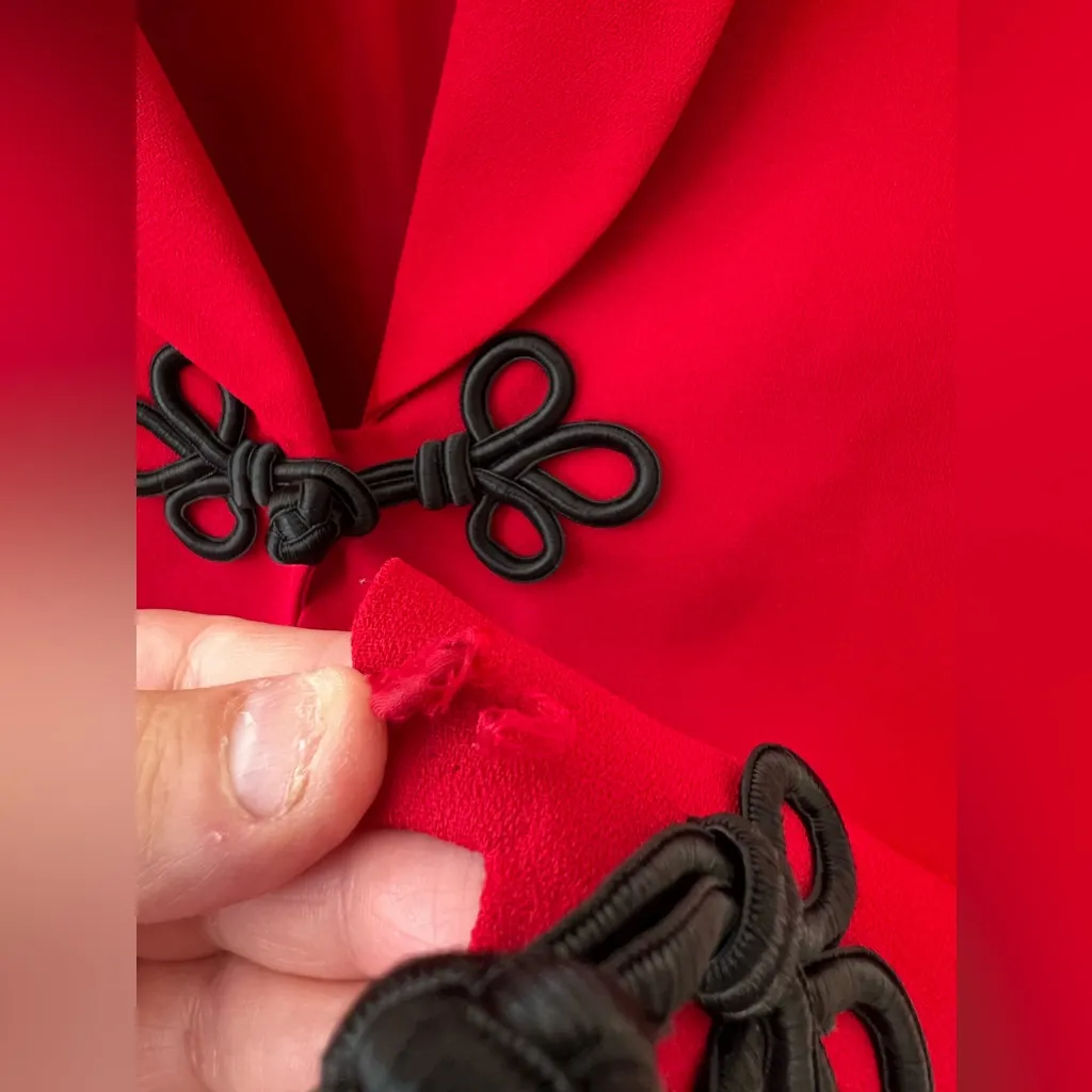 Le Suit Women’s Red‎ 90s Vintage Jacket Blazer With Black Toggle Size 8 - Image 10