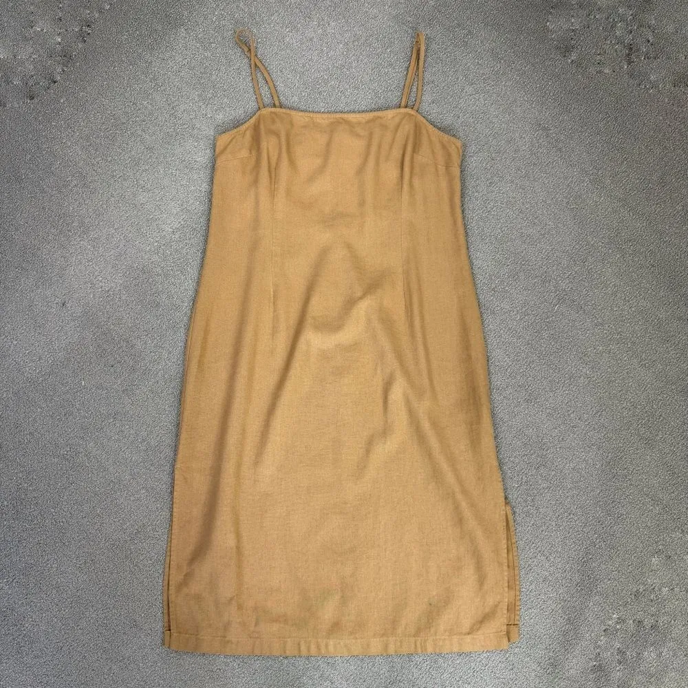 ShoeDazzle Open Back Linen Blend Strappy Sheath Dress‎ Tan XXL Tan - Image 14