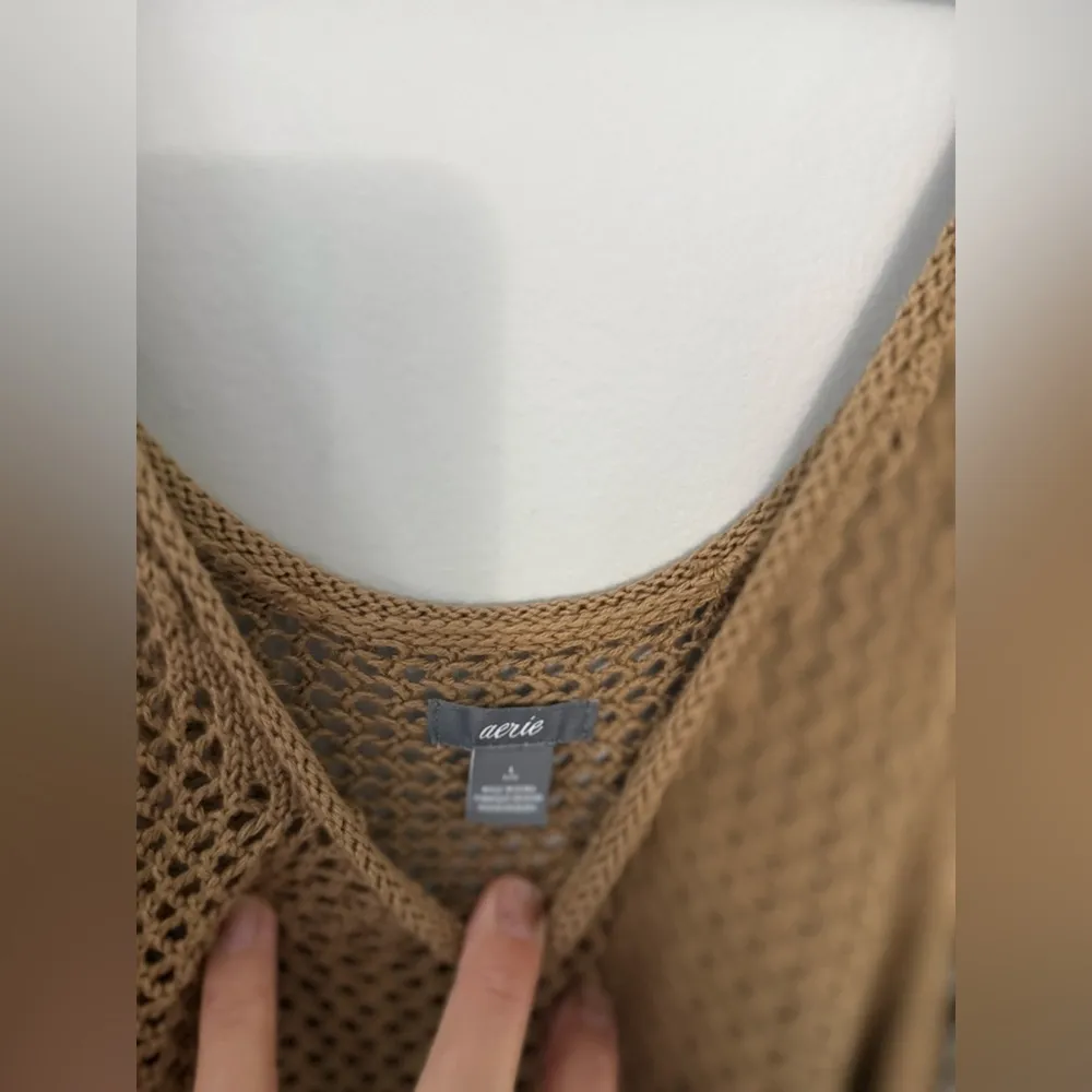 Aerie Cover Up Knit Tank Top Dress Crochet Brown Size S M L - Image 5