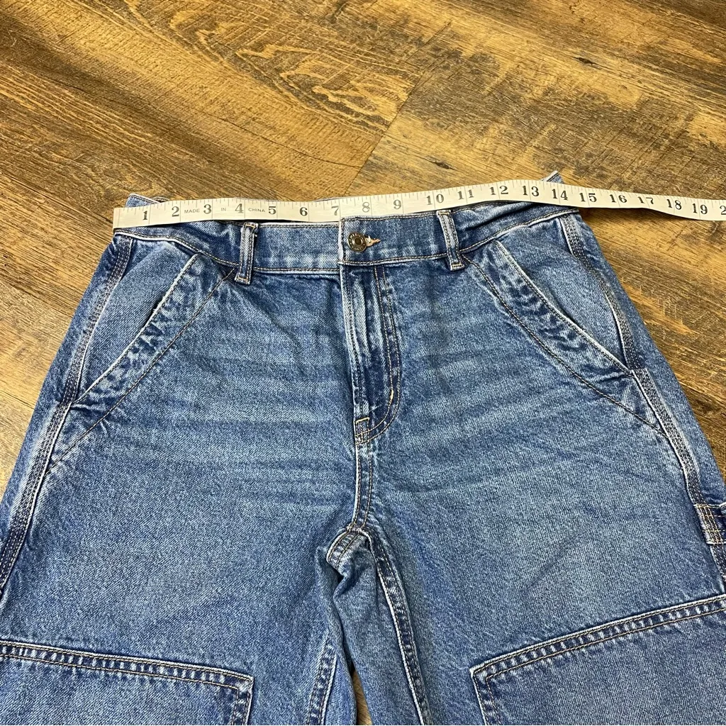 American Eagle 90s Straight Jeans Womens 6 Double Knee Carpenter Blue Denim - Image 2