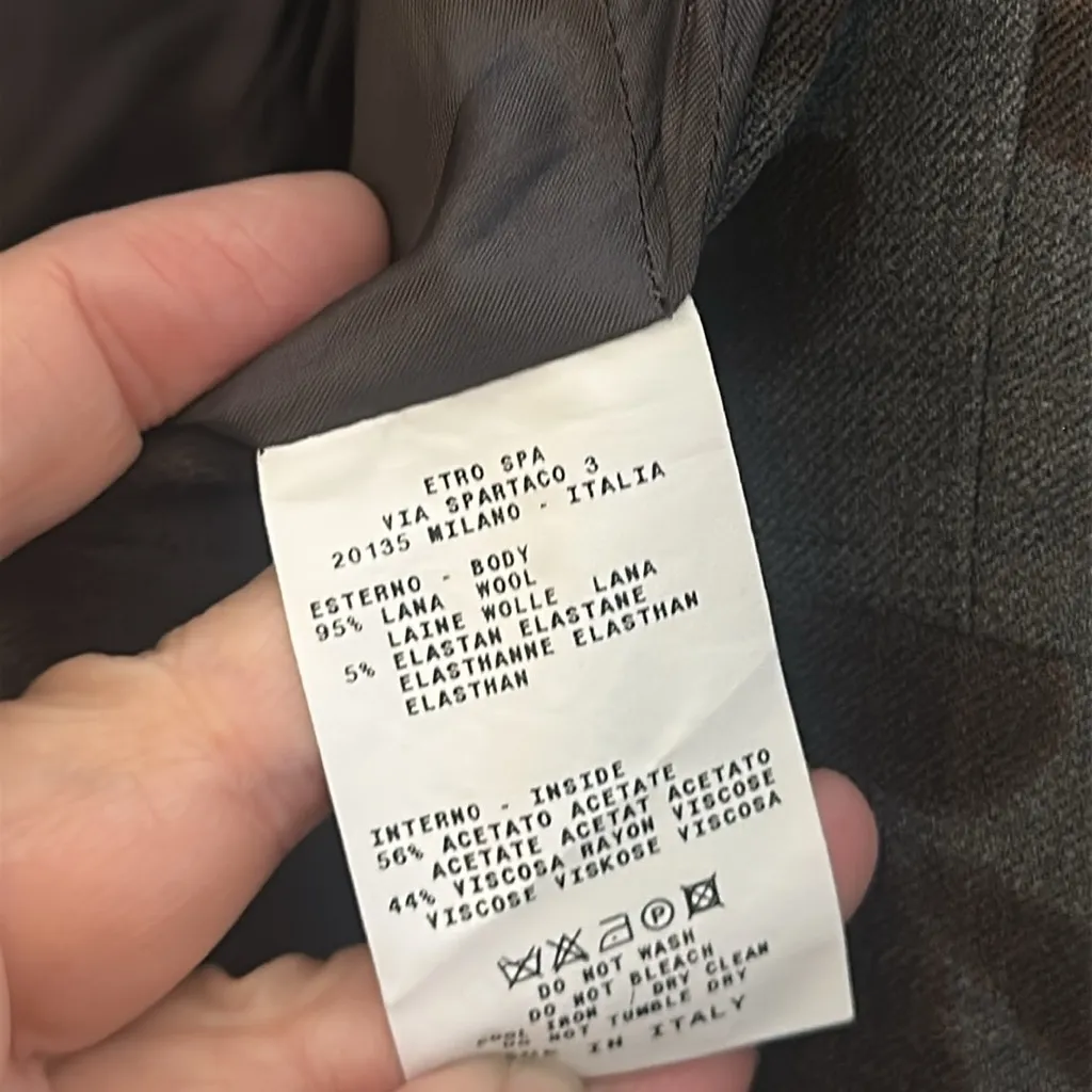 Etro Made in Italy Wool Floral Dress Size 44 Size‎ 8 Gray - Image 10