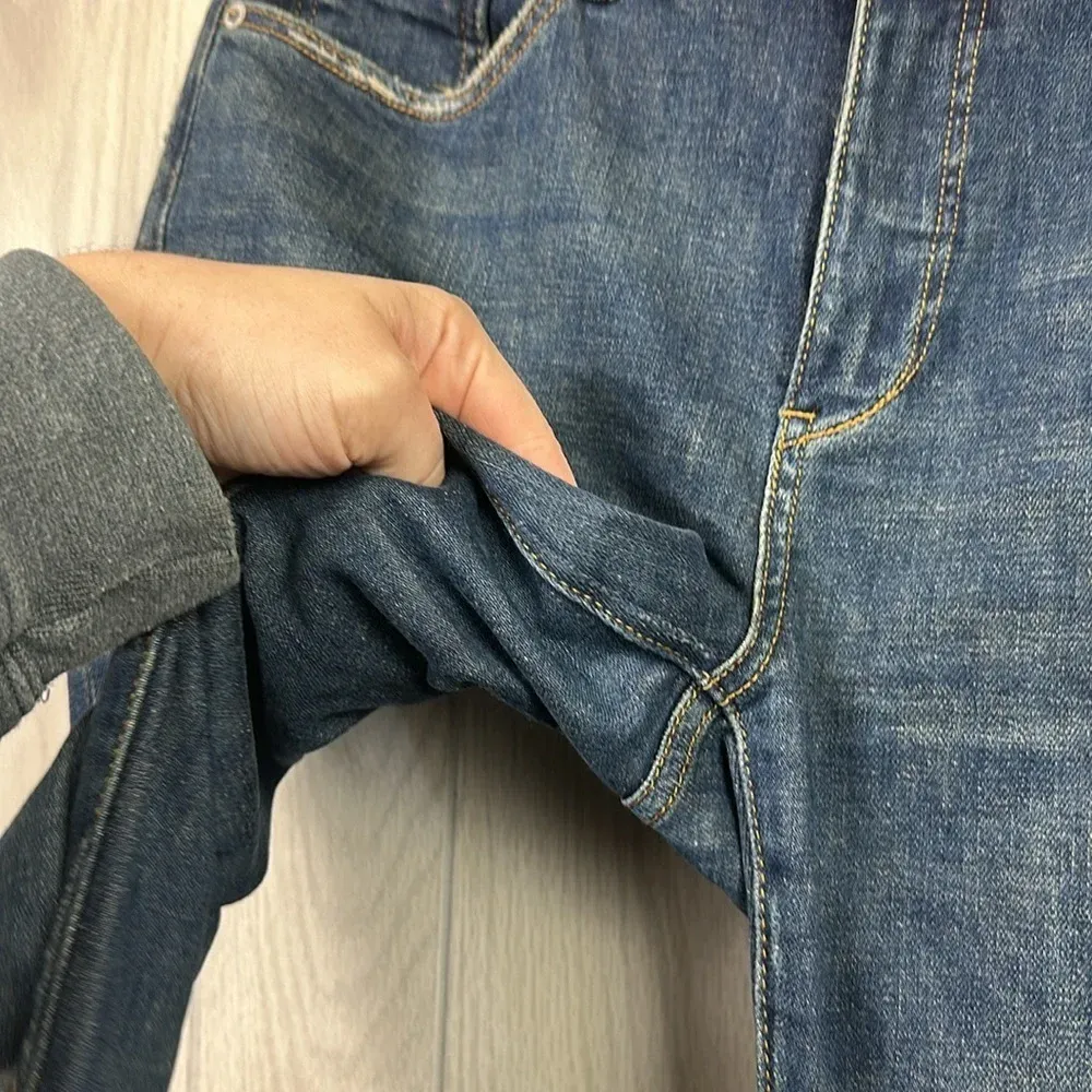 Pilcro Womens Jeans 29 Dark Wash Straight‎ Leg Cotton Pants Hole High Rise Blue - Image 7