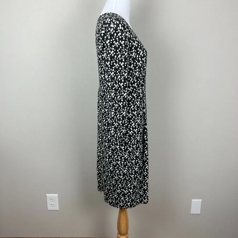 Max Mara Weekend Dress Womens Medium Black Green Floral Sheath Stretch Knit Knee - Image 4