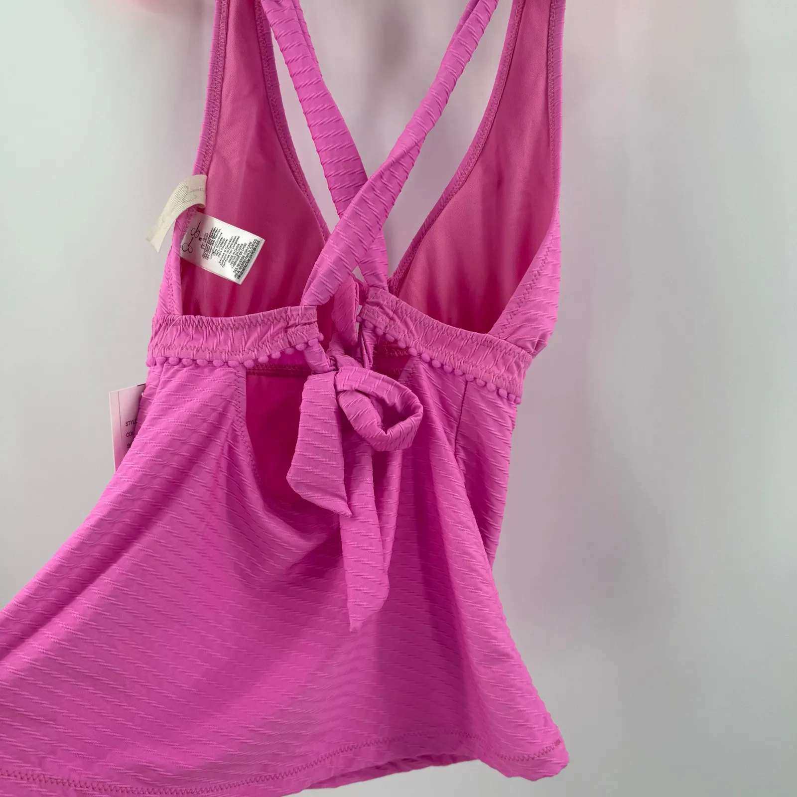 Jessica Simpson Tankini Top Size Small NWT Pretty in Pique Cross Back Pink Swim - Image 6