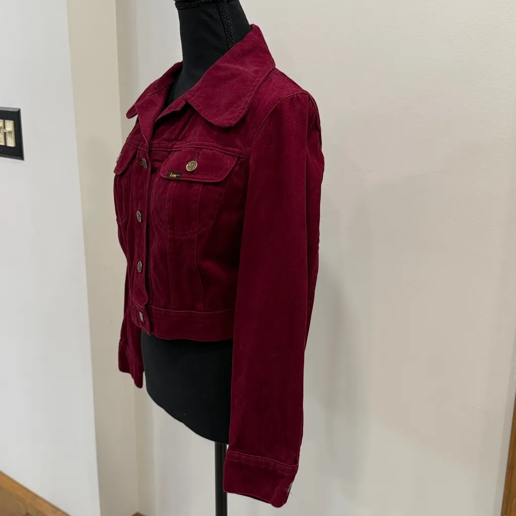 Lee Ms.  Vintage Dark Red Crop 80’s Jacket size S - Image 3