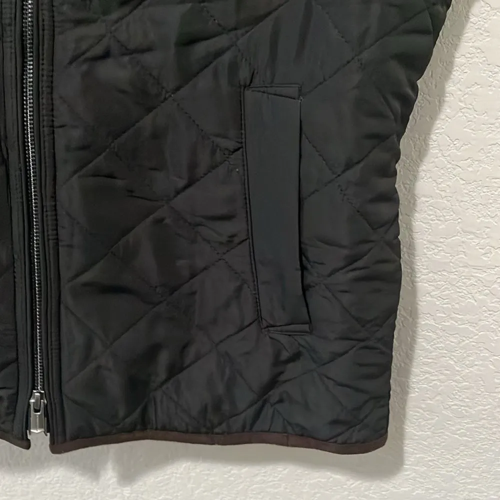 MAGASCHONI Women's Full Zip Diamond Quilted Vest, Black/Brown, Size S - Image 4