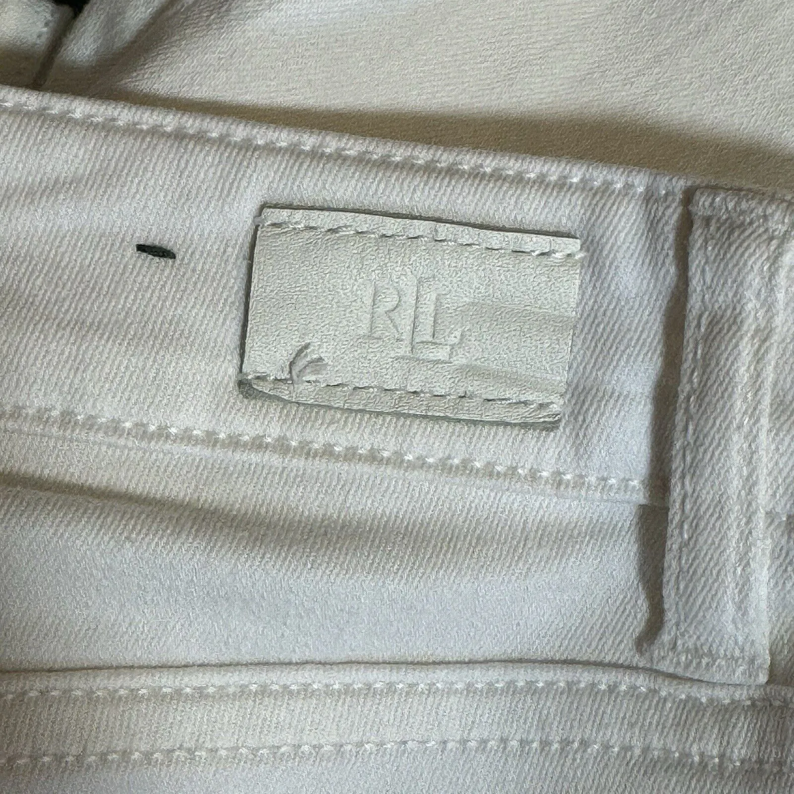 Lauren Ralph Lauren Jeans Women's 12 White Wash Denim Pants Slim Straight - Image 4