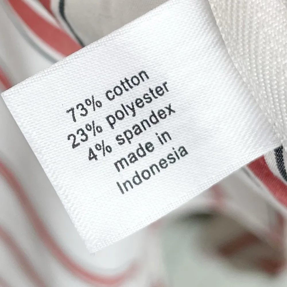 Lane Bryant White Brick Red Striped Long Sleeve Faux Wrap Blouse Women's Size 18 - Image 9