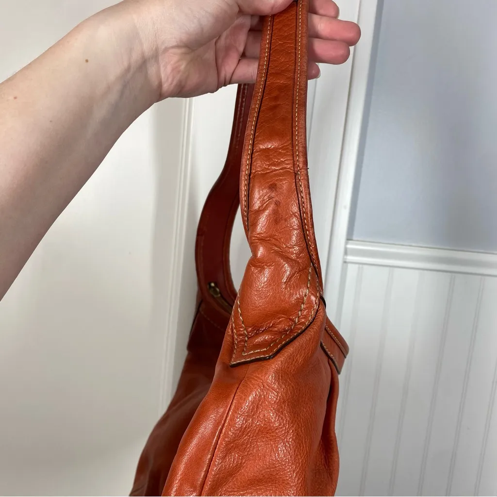 Vintage Coach Ergo Pleated Leather Shoulder‎ Bag burnt orange autumn color - Image 4