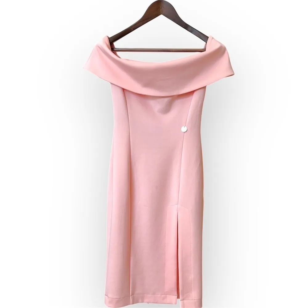 Bronx & Banco strapless off shoulder bodycon Dress, open back, pink, size 4US - Image 3