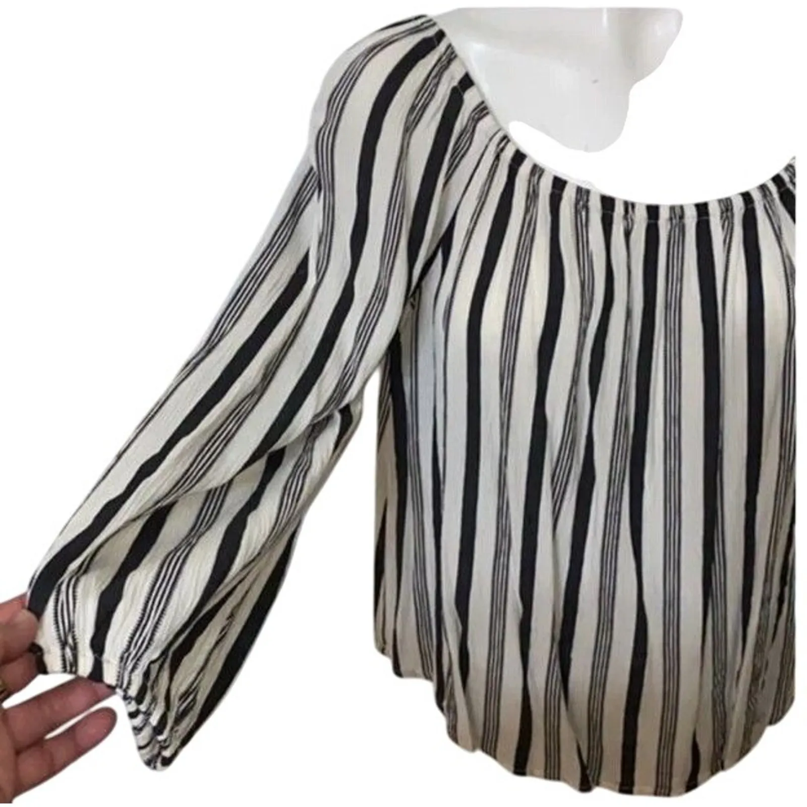 Billabong Striped Mi Amore Off-The-Shoulder Top Size Med Festival‎ Casual Vacay - Image 6