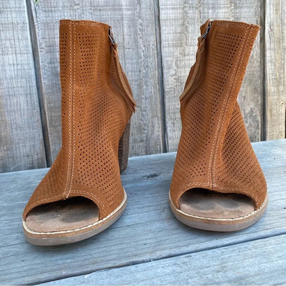 Toms Brown Suede Peep Toe Ankle Booties Size 8.5 - Image 7