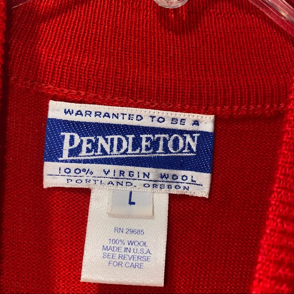 Pendleton 100% Wool Red Sweater Large - Image 4
