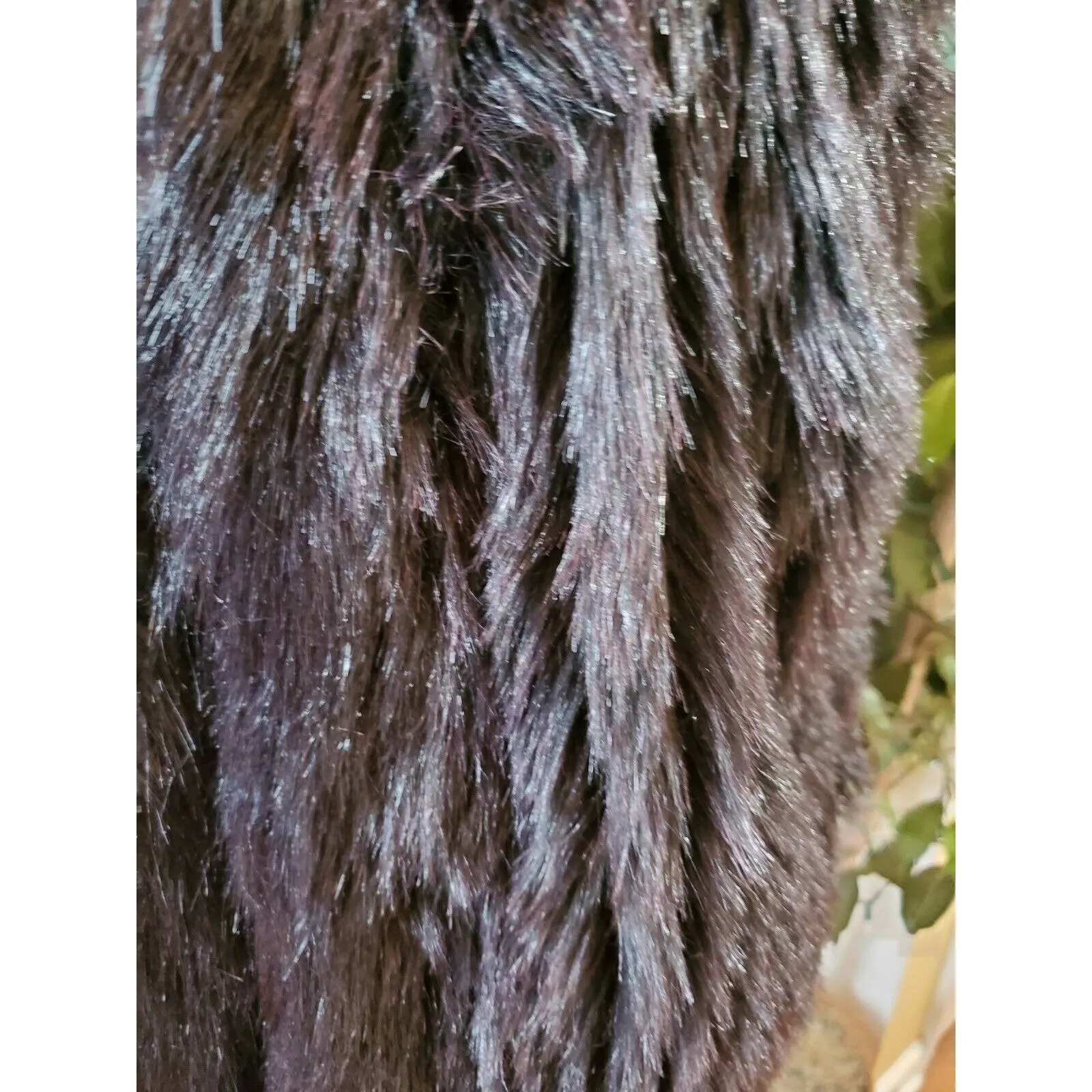 Topshop Faux Fur Black Fringe Detail Vest Size 8 - Image 3