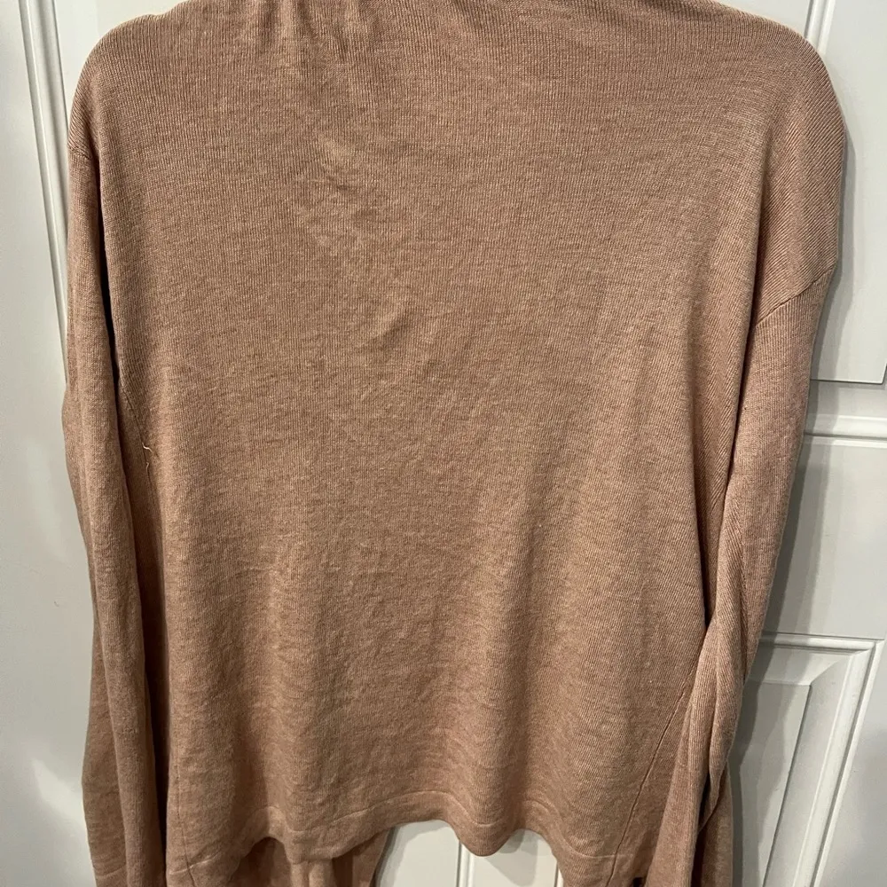 Worthington medium Tan Cardigan Sweater Lightweight Open Front zipper pockets - Image 7