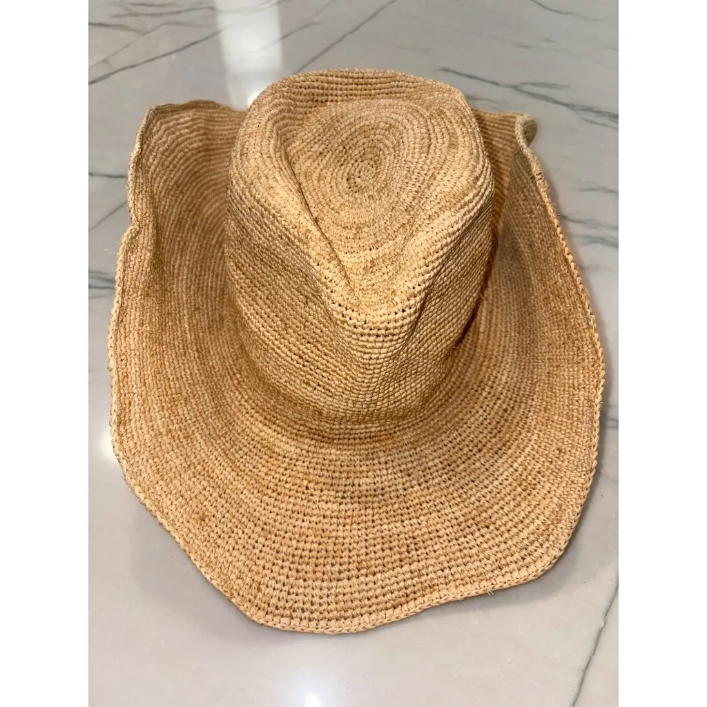 Casa Clara Cowboy Hat in Raffia Small Medium Womens Beach Garden Tan - Image 4