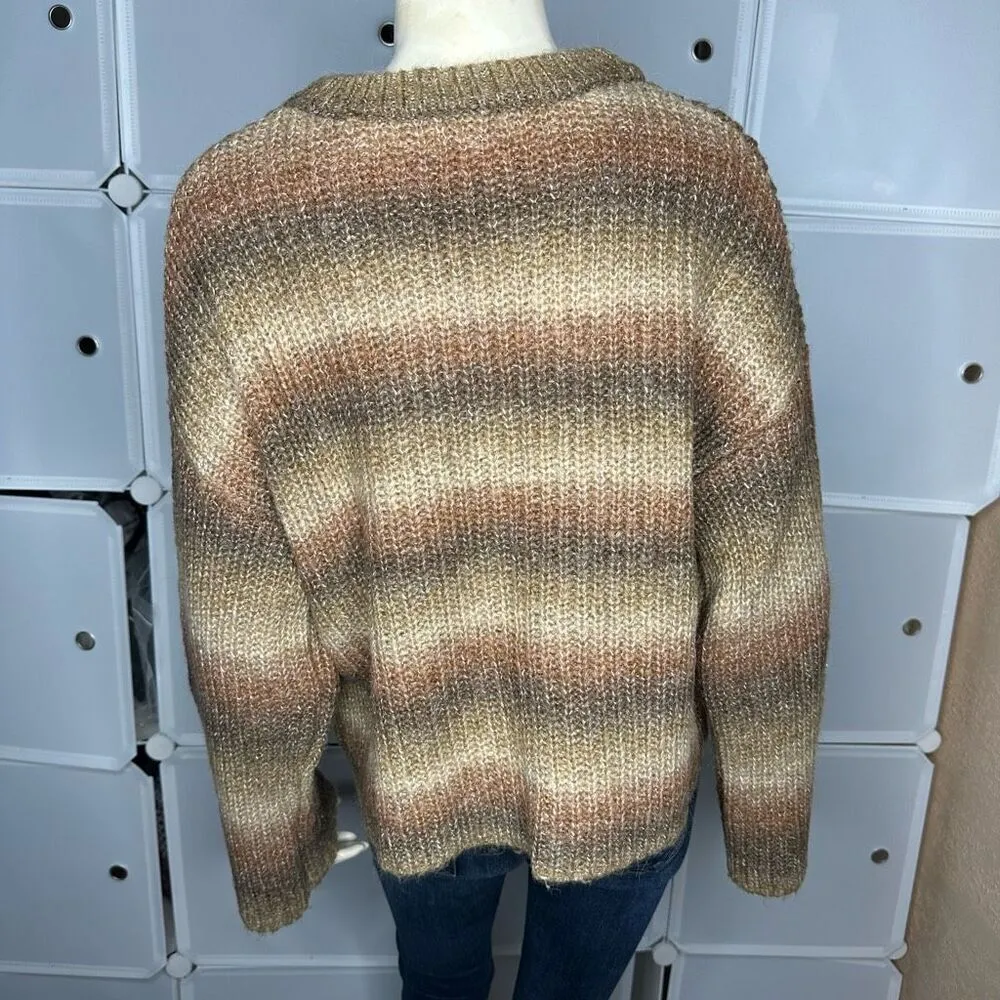 BP. Space Dye Wide Cuff Sweater Brown Raisin Space Dye Size Large - Image 3