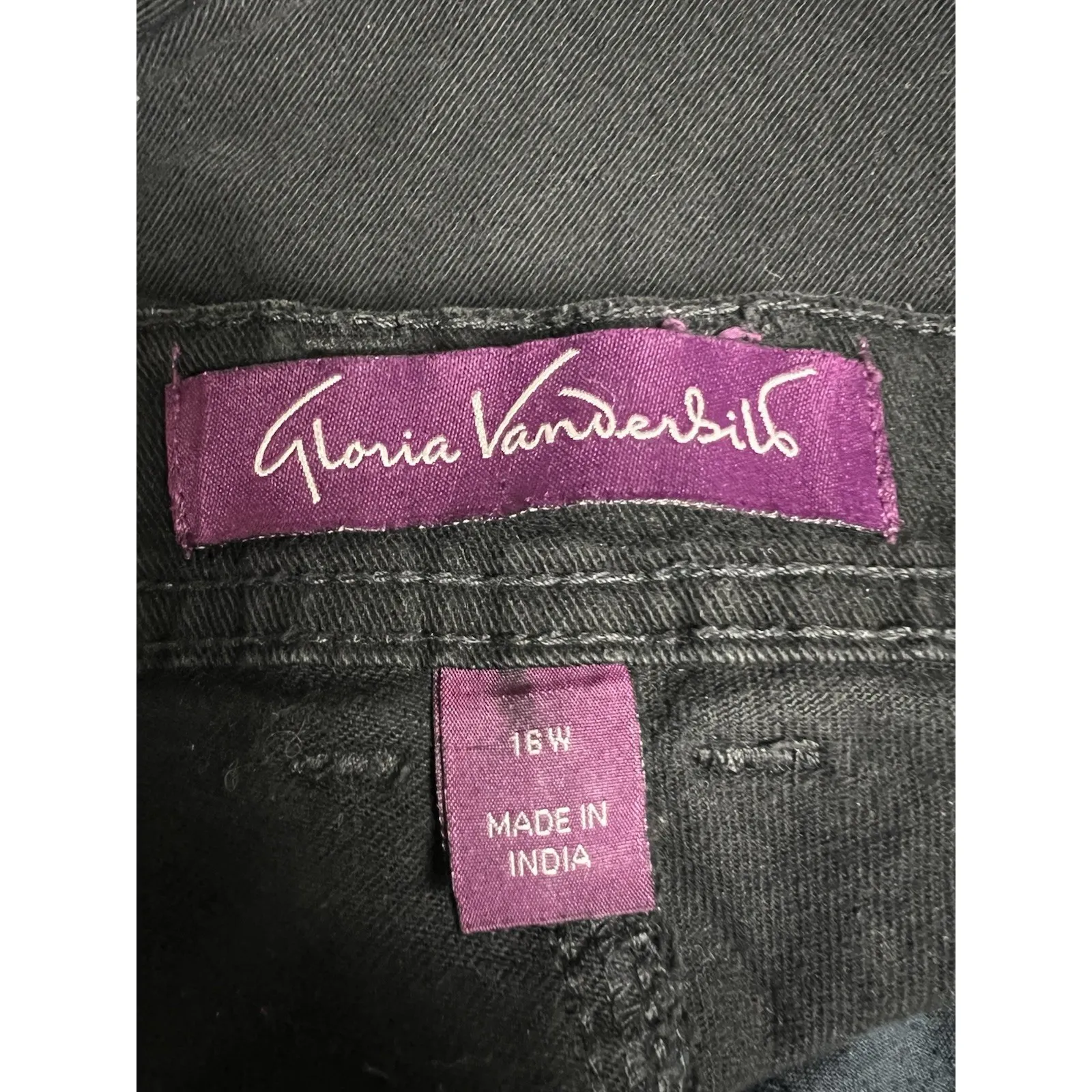 016-009 Gloria Vanderbilt Womens Amanda Jeans Size 16 Short Black Denim Stretch - Image 7