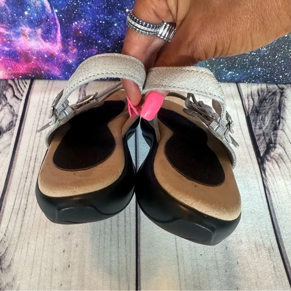 SAS Mystic Slingback Sandals Womens 9.5 Web Linen Beige Leather Comfort Shoes - Image 3