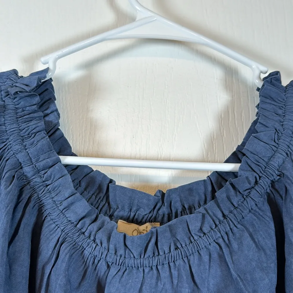 Oddy Off Shoulder Bell Sleeves Blue Bohemian Dress Size Med EUC #1330 - Image 6