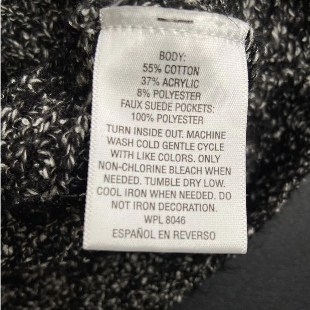 JM Collection Marled Knit Sweater Women 0X Boat Neck Pocket Relaxed Boxy Black - Image 9