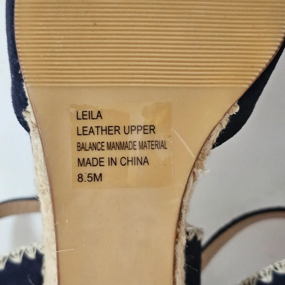 Crown & Ivy  Leila Navy Suede Espadrille Wedge Sandals Size 8½ - Image 8