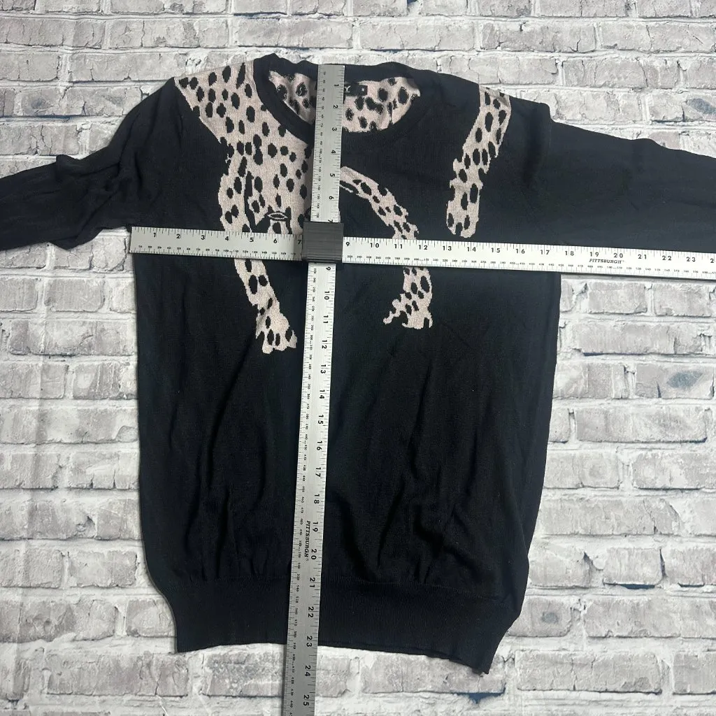 EUC DKNY Black Long Sleeve Leopard Sweater Size Medium - Image 11