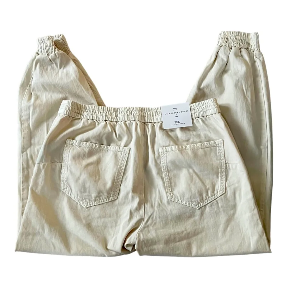 ZARA The Mercer Jogger Mid Slim Fit Cropped Leg Ecru Size L NEW - Image 5