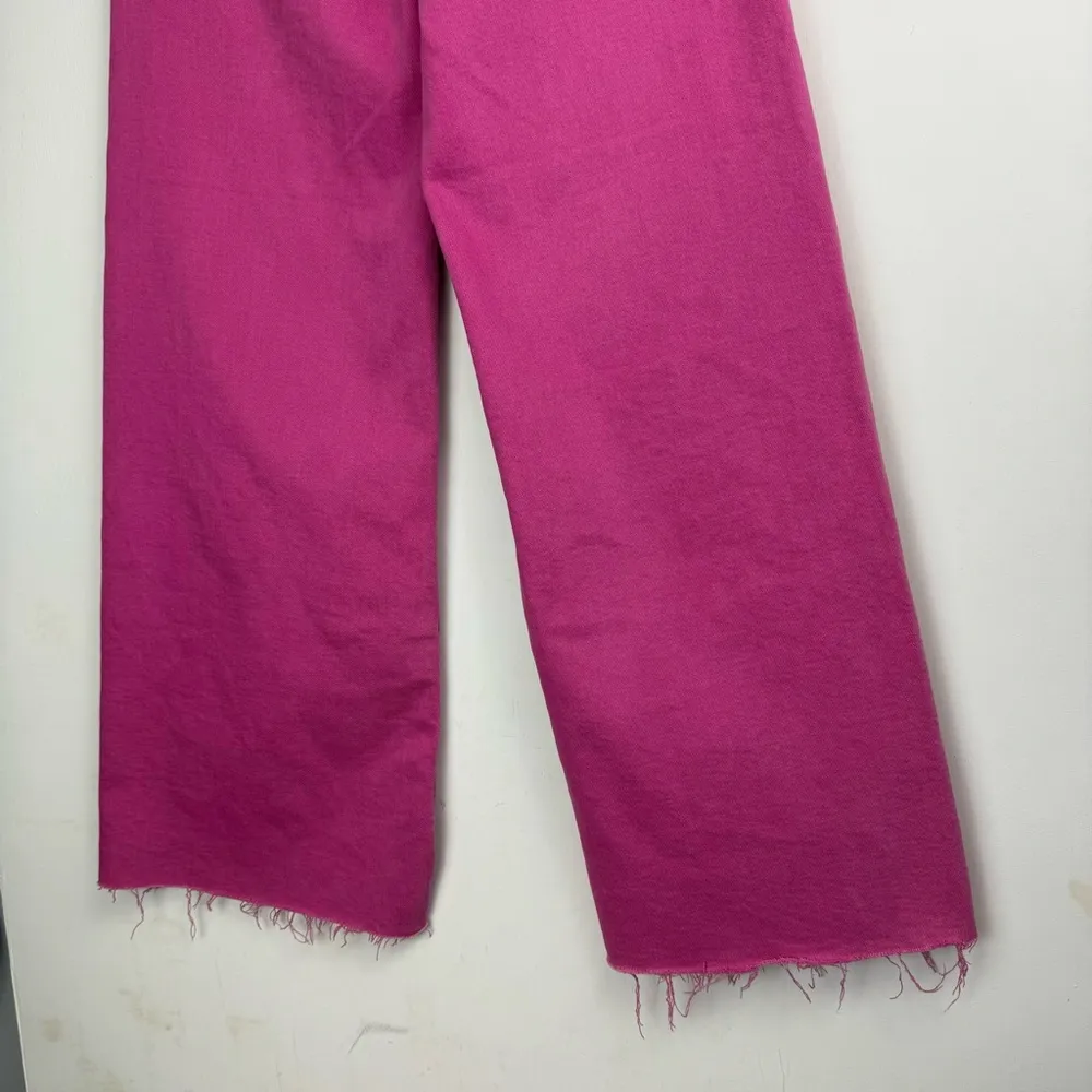 Zara Marine Straight Bright Pink Jeans Sz 2 High Rise Flare Raw Hem - Image 14