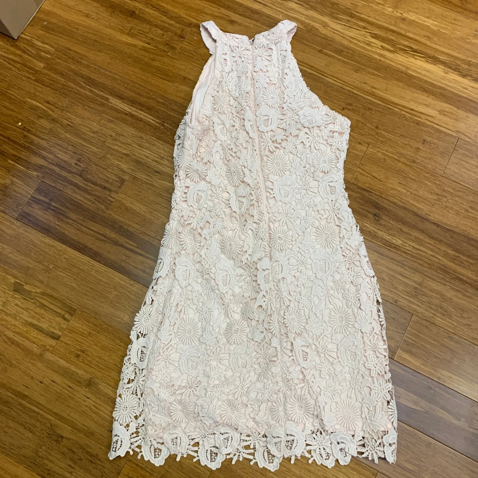 Lulus Pink Lace Halter Neck Sheath Dress Midi‎ Sleeveless Women's Size Medium - Image 4