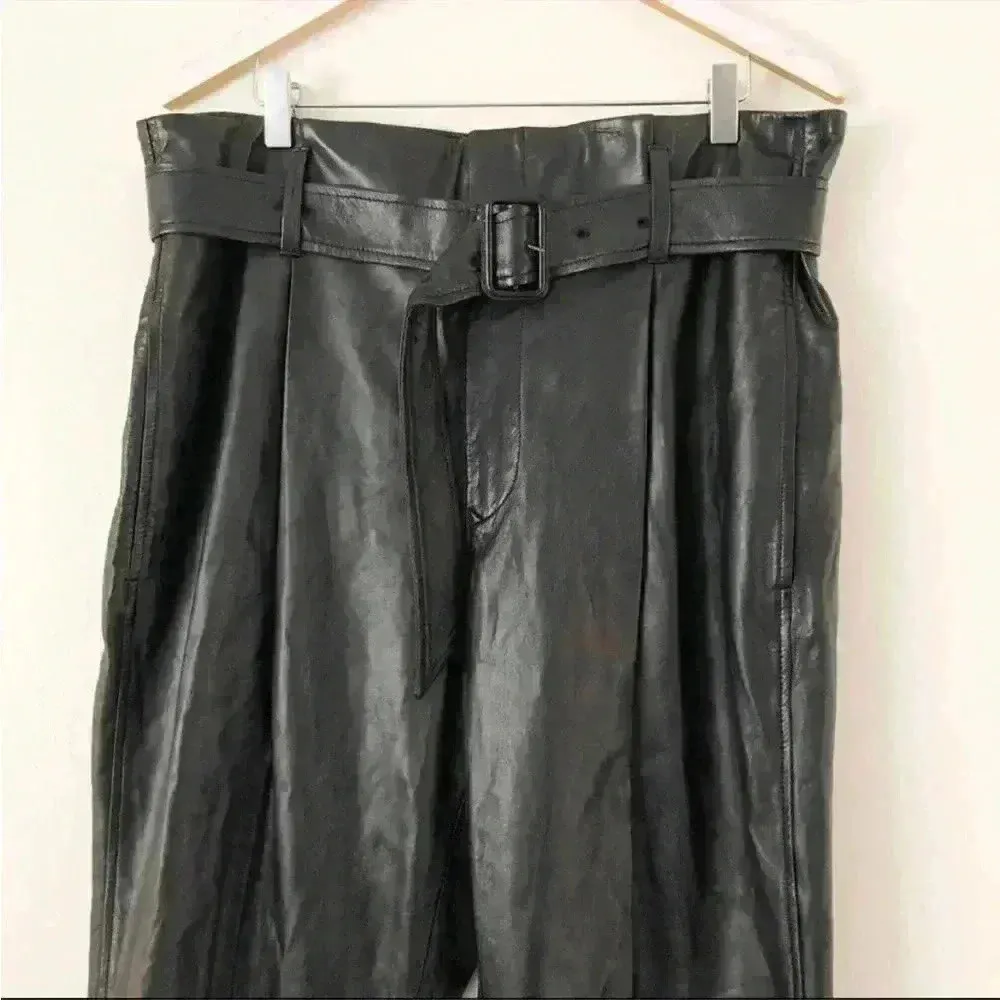 $998 NWT Polo Ralph Lauren High-rise Straight Leather Pants Sz 6 - Image 4