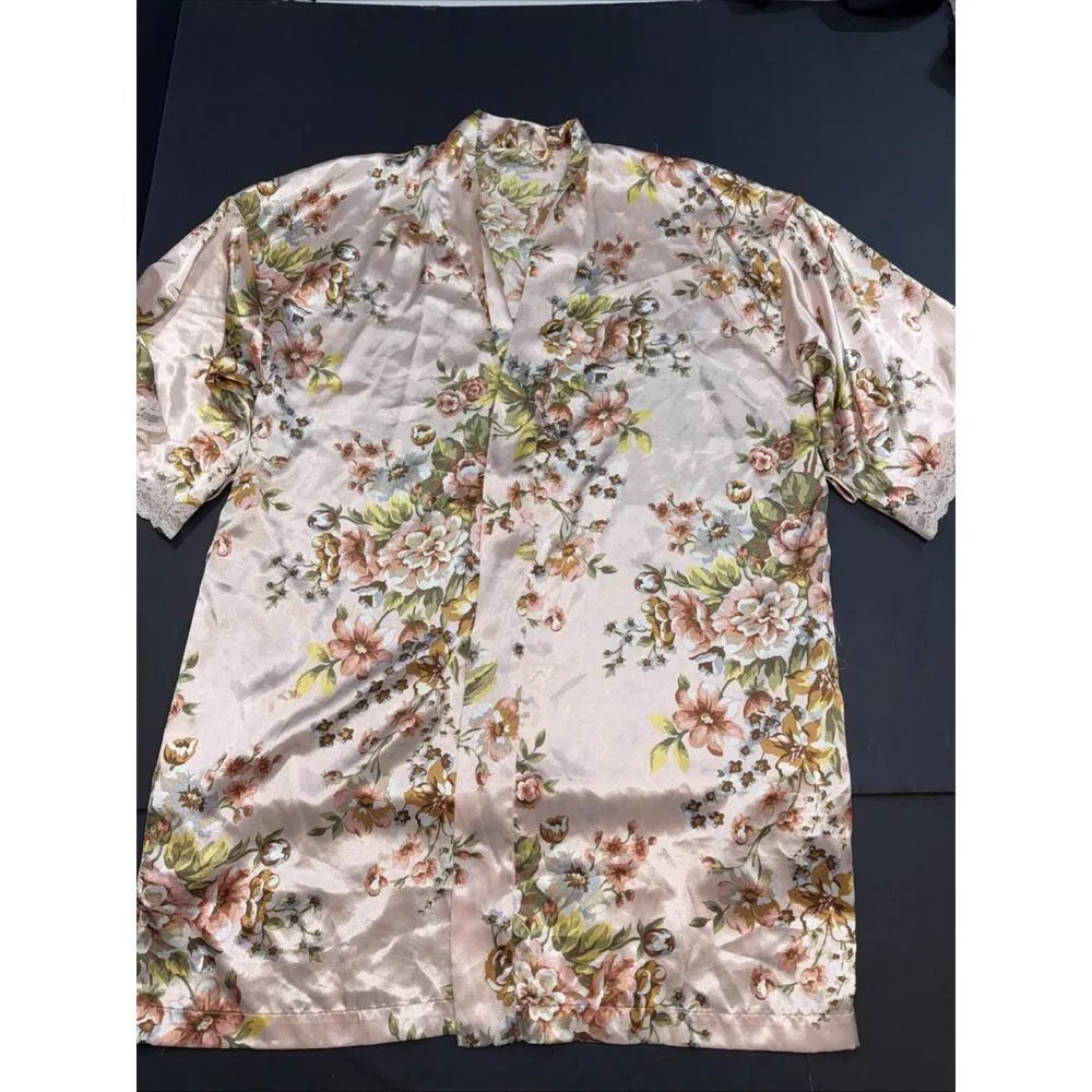 Victoria’s Secret Vintage Floral Pink Lace Preppy Classic Lounge Kimono Small - Image 3