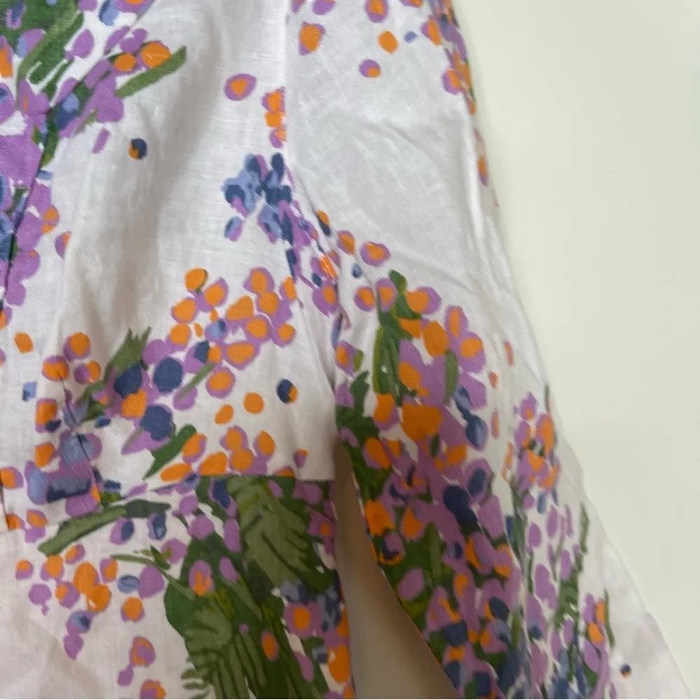 New Boden white watercolor flowers mini linen dress sz 2 - Image 7